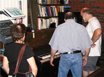 Jerry and Mali Korb and John Bezjian check out the Mellotron Mark V