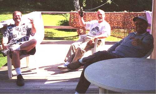 Dave, Bernie, and Ken out on the deck and needing beer