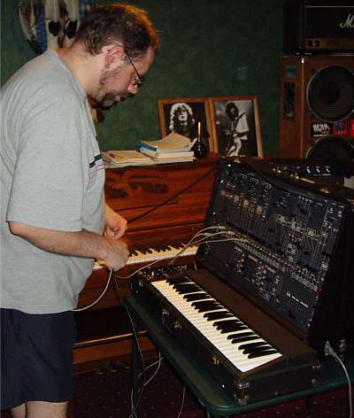 Ken Leonard patching up the ARP 2600