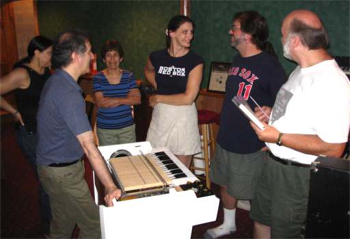 Larry Fast and others checking out restored Mellotron M400 #310