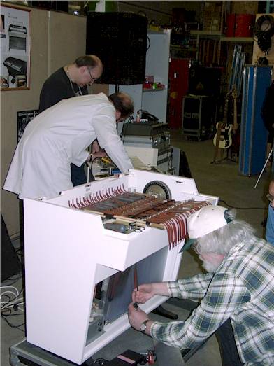 John McIntyre putting the turnbuckle onto the loops in the tapes