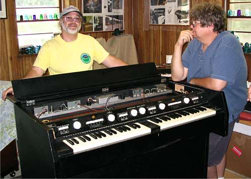 Jerry Korb and Jimmy Moore look at the Mellotron FX Console
